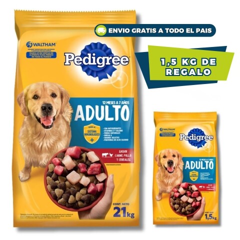 PEDIGREE PERROS ADULTOS 21 + BOLSA DE 1,5 KG DE REGALO