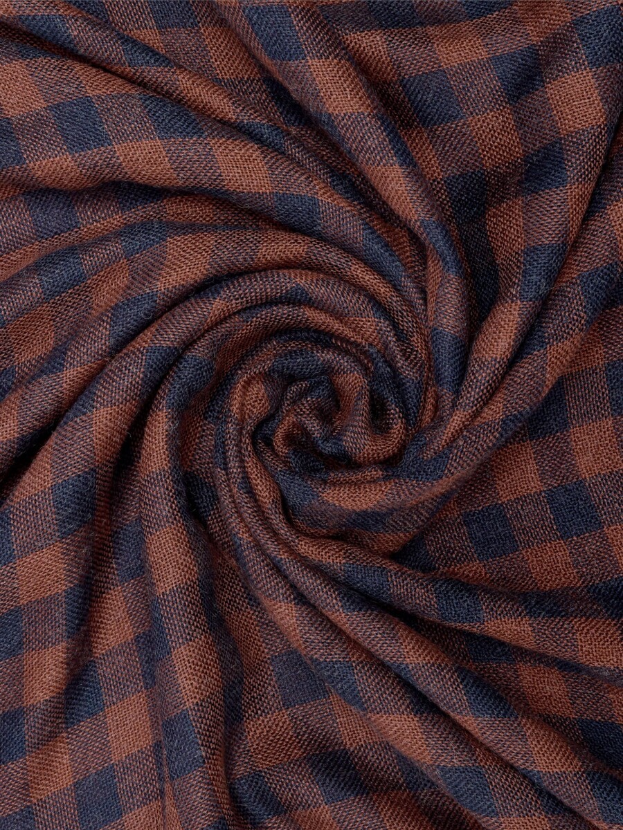 Pañuelo Jacquard A Cuadros Con Lana teja