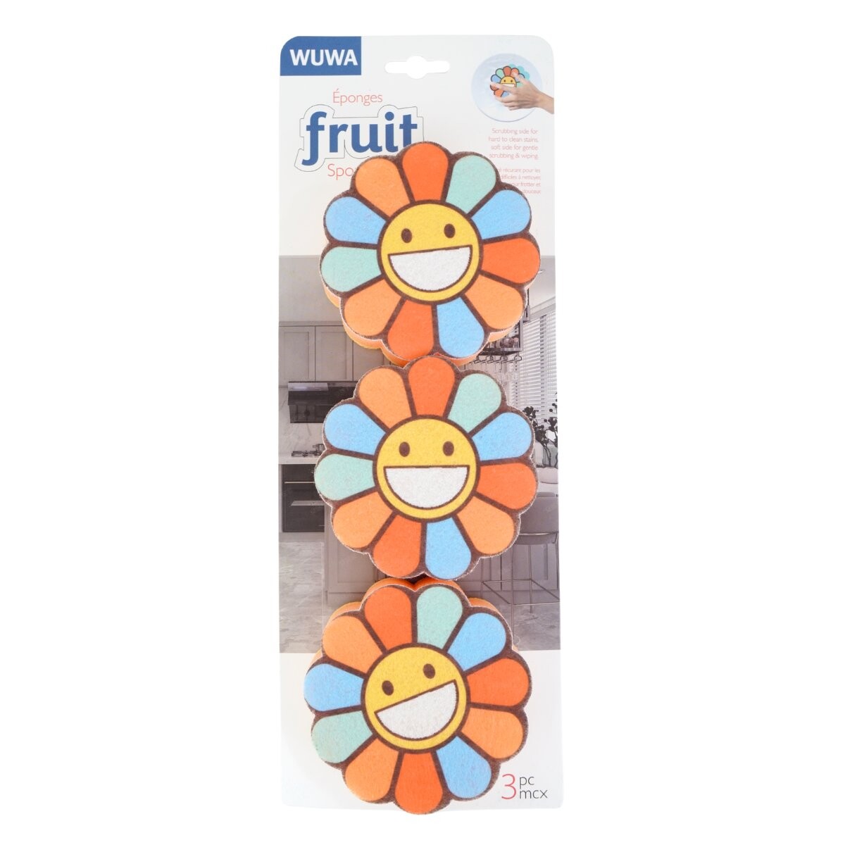Esponja de cocina x3 Margarita de colores 