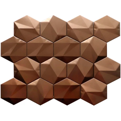 Mosaico Hexagonal De Acero Inox Color Rose Gold 25.8X29.8 000