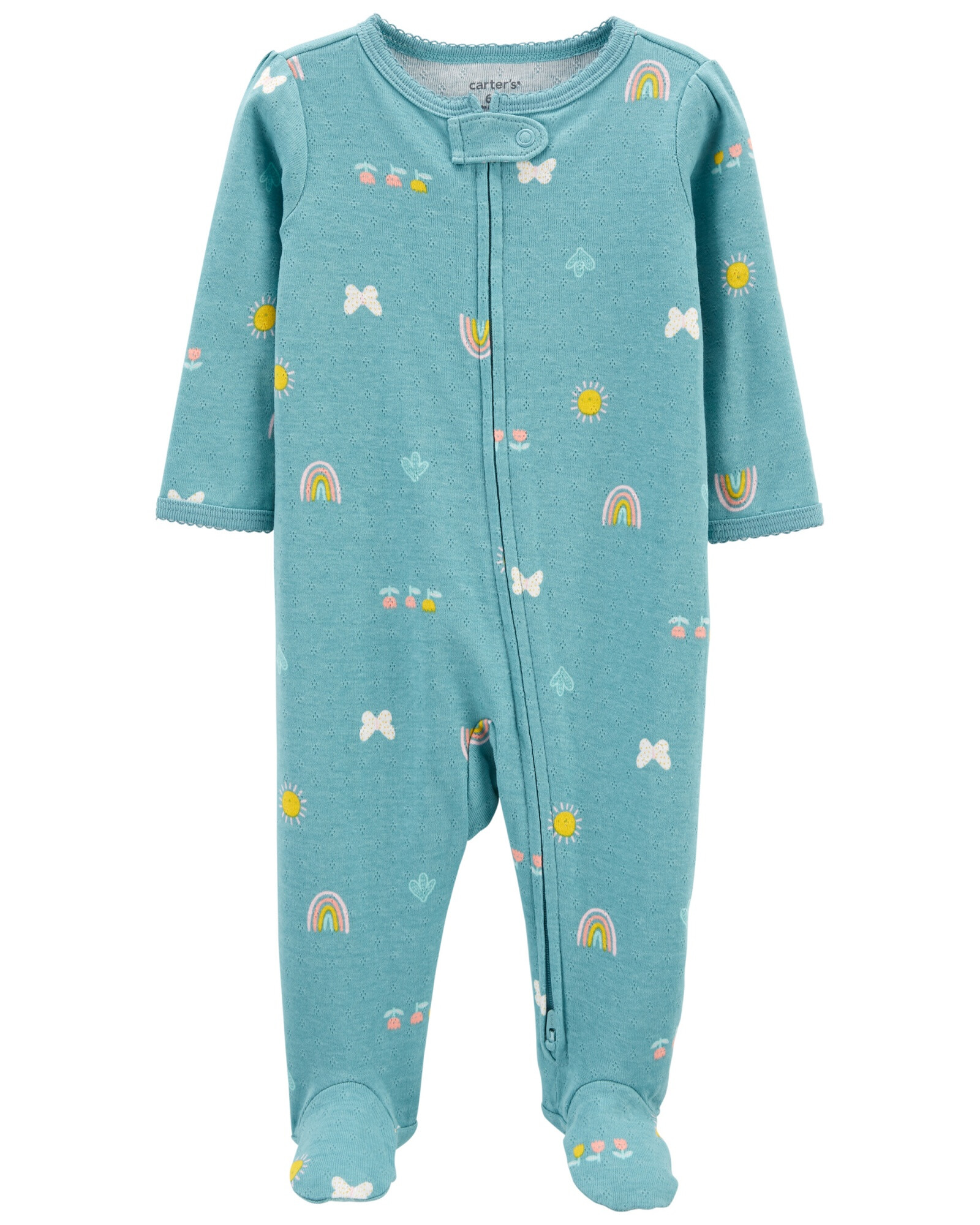 Pijama una pieza de algodón, con pie y doble cierre Sin color