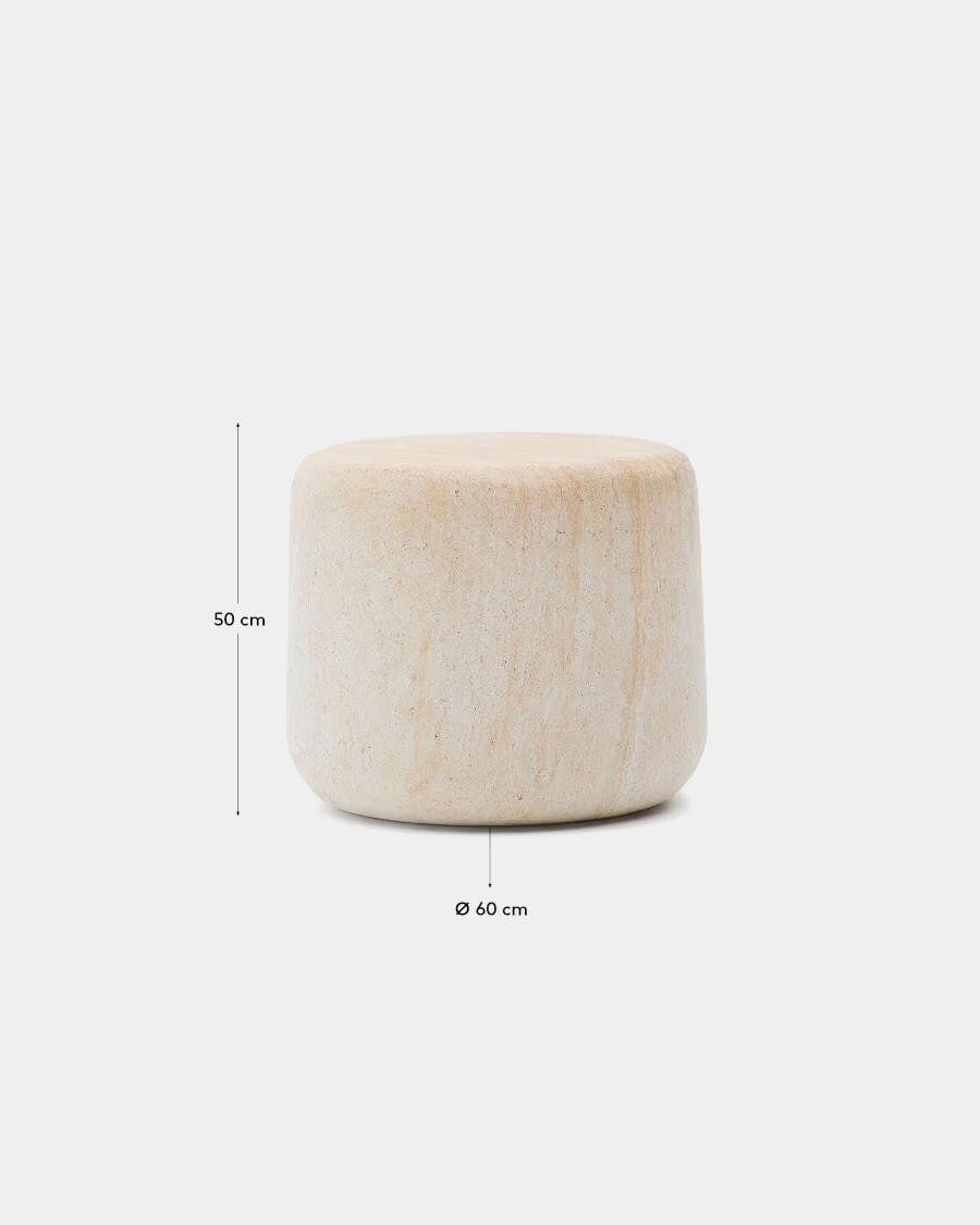 Mesa auxiliar Drasi de cemento con acabado efecto travertino Ø60 cm Ø60 cm