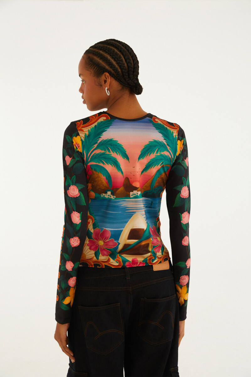 TOP MANGA LARGA Multicolor
