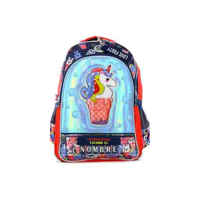 Mochila Footy Unicornio Con Luces Azul Marino - Multicolor