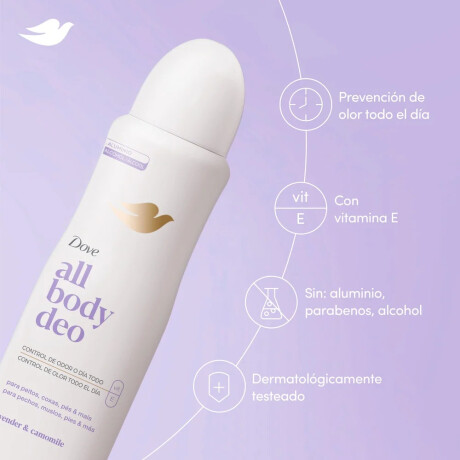 Desodorante en Aerosol Dove All Body Deo Lavender 150ml Desodorante en Aerosol Dove All Body Deo Lavender 150ml