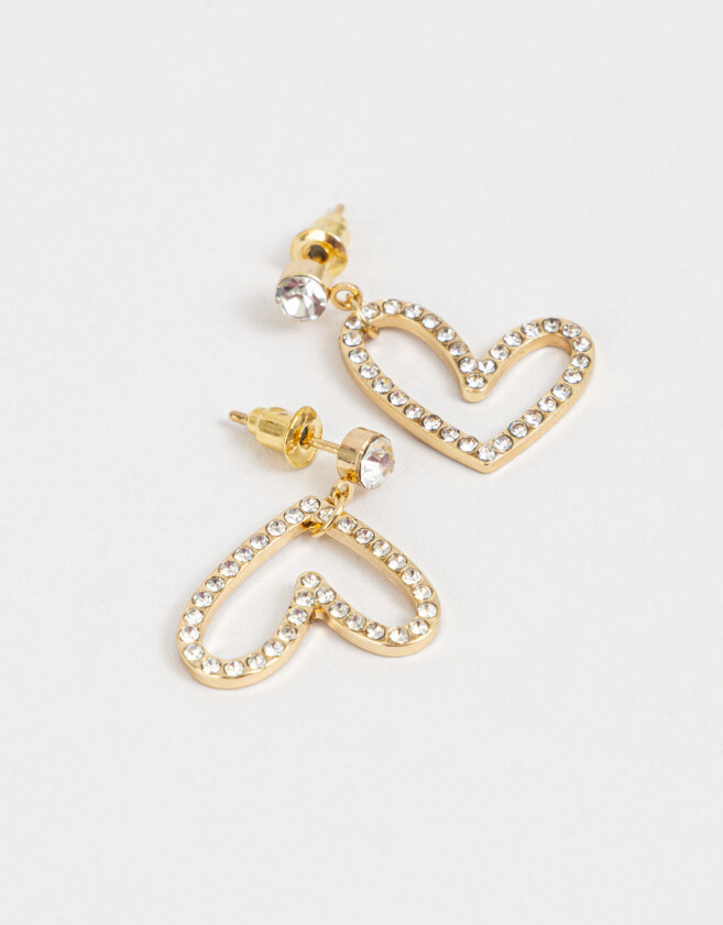 Aros Colgantes Cortos Corazón Aros Cortos De Corazones Dorado - Dorado