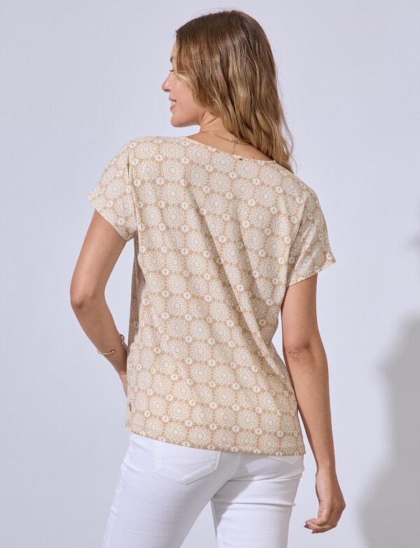 Blusa Mandala Print BEIGE/MULTI