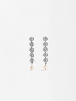 Pendientes De Círculo Con Circonitas Y Perla plateado