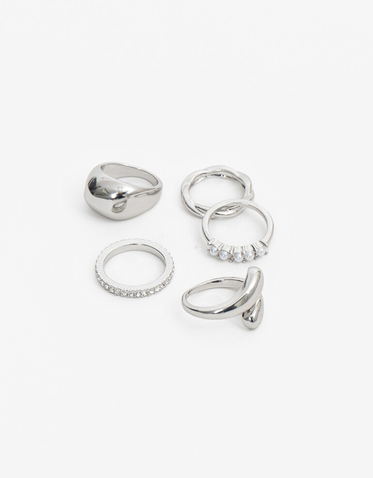 Sets Anillos Set De Anillos De Metal - Plateado Rodio