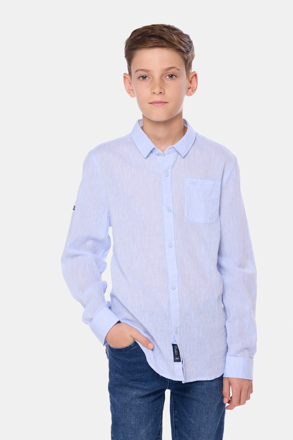 CAMISA DE LINO Celeste