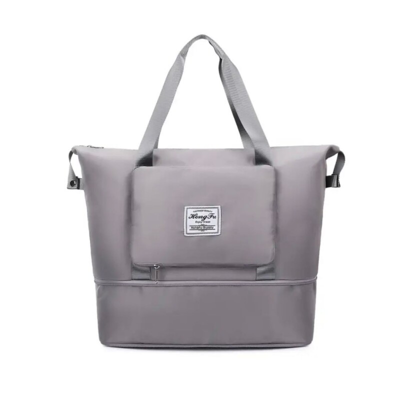 Bolso Viaje Plegable Impermeable Con Enganche Para Valija Color gris con corre gris