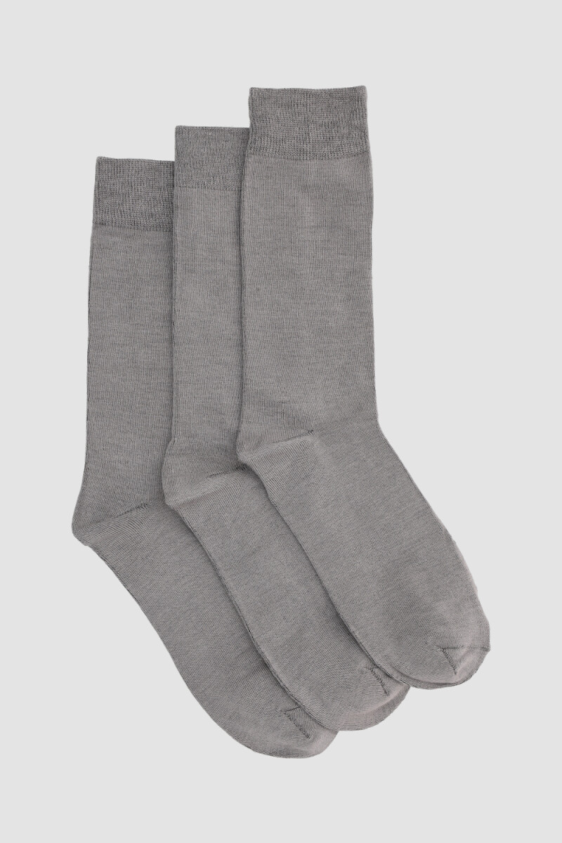Pack x3 medias bamboo lisas xu - Gris melange 