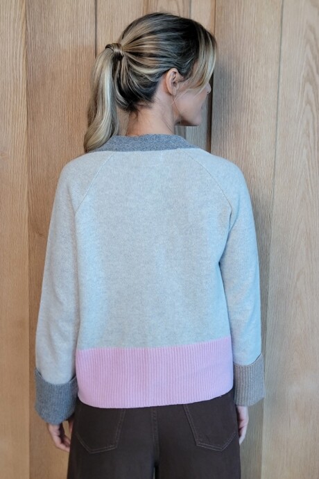 Cardigan Angostura Gris Visón Rosa
