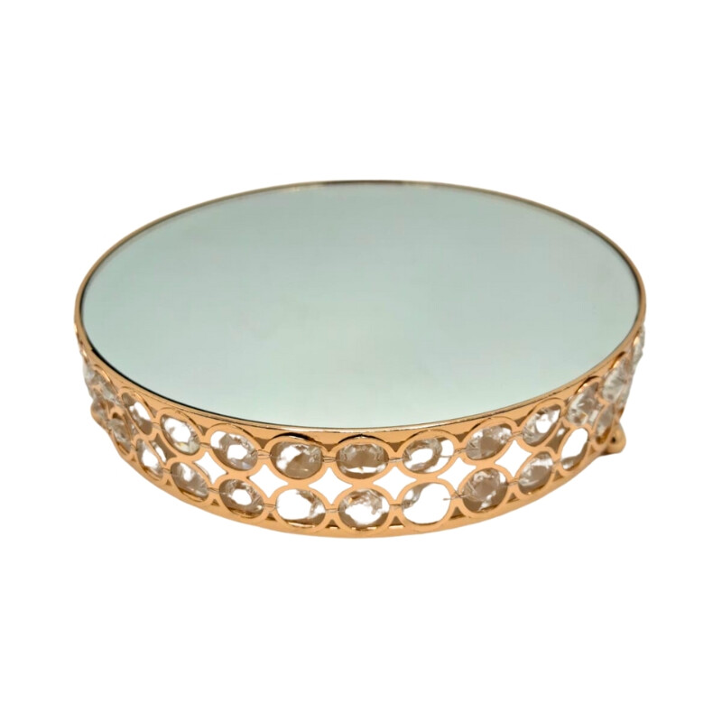 Soporte de Torta de 25CM Rosa Oro C/ Espejo y Diamantes Soporte de Torta de 25CM Rosa Oro C/ Espejo y Diamantes
