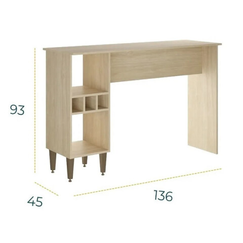 Barra desayunadora con estantes y espacio para botellas 136x45x93cm Barra desayunadora con estantes y espacio para botellas 136x45x93cm