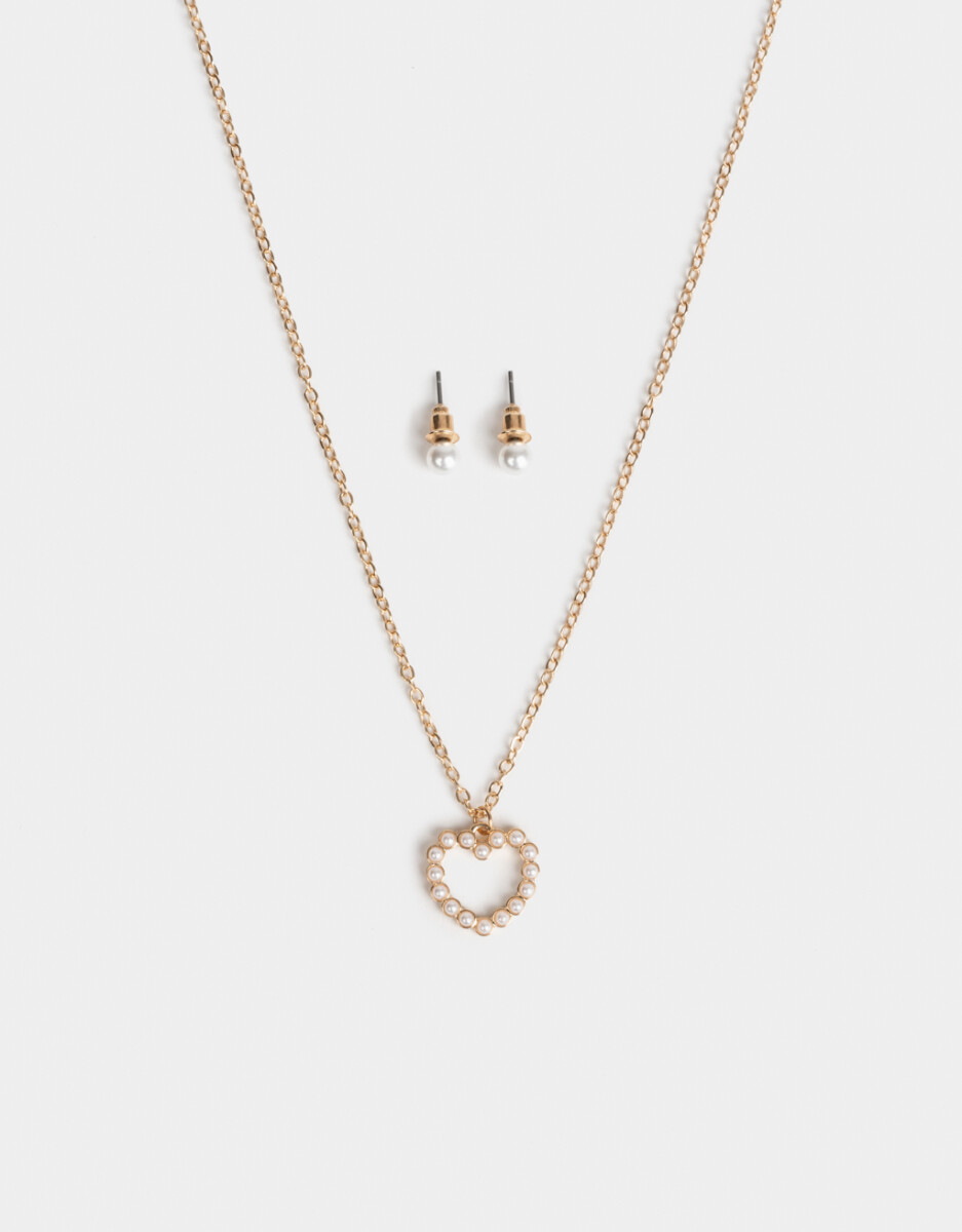 Set De Cadena Y Aros Pasantes Con Perlas 