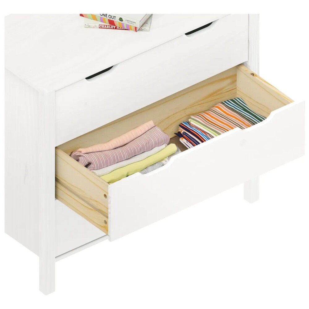 COMODA CAJONERA 3 CAJONES MADERA MACIZA DORMITORIO BLANCO