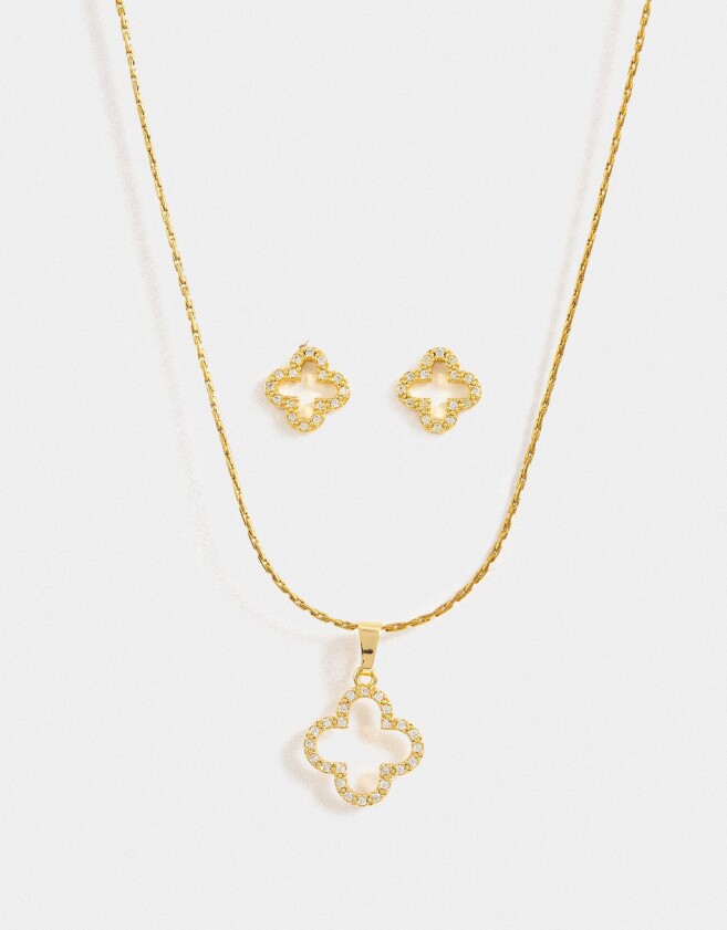 Bijouterie Set Acero quirúrgico Set De Aros Pasantes Y Cadena - Dorado