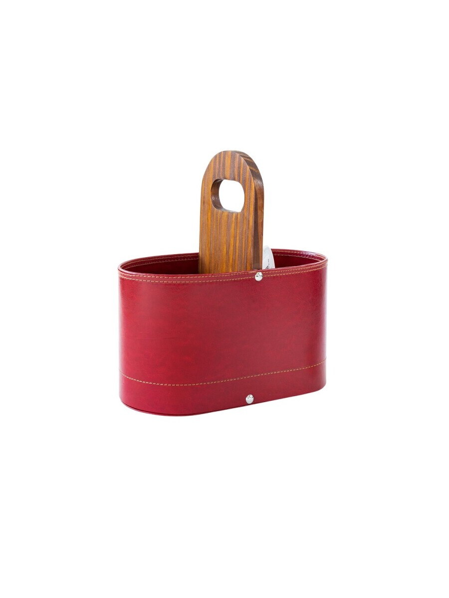 Matera de auto forrada con base de madera - Rojo 
