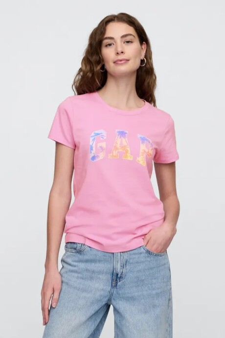 Remera Logo Gap Mujer Sugar Pink