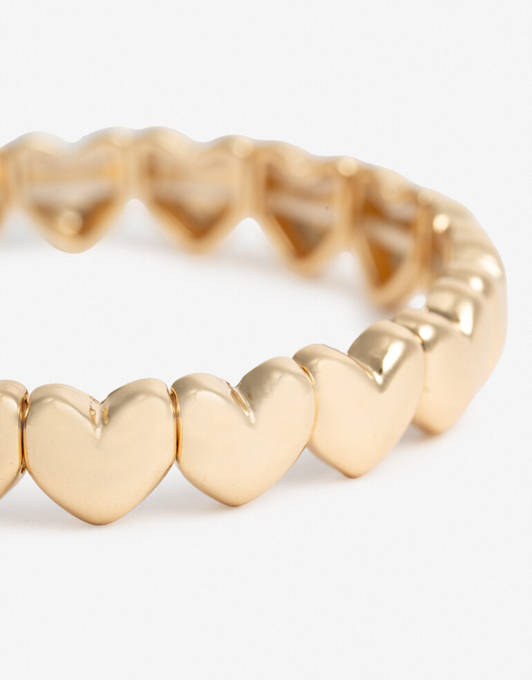 Pulseras Elásticas Metal Pulsera Elástica Corazón - Dorado