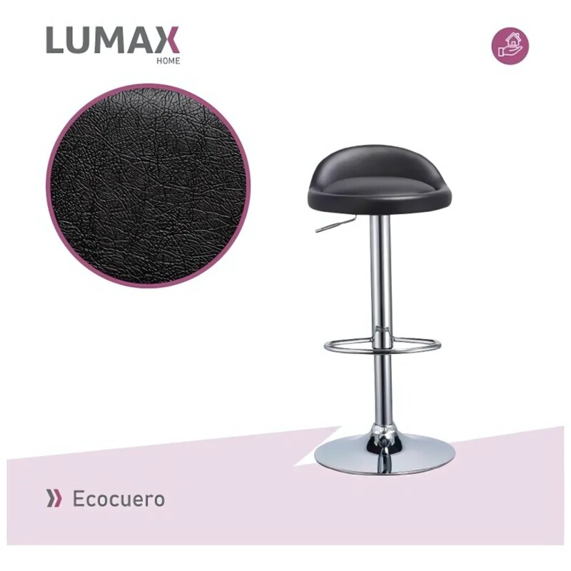 Taburete con Altura Regulable Respaldo Apoyapies Ecocuero Negro