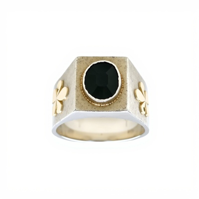 Anillo Mesa-Plata y Oro-Piedra Onix-AN5173 conpiedra