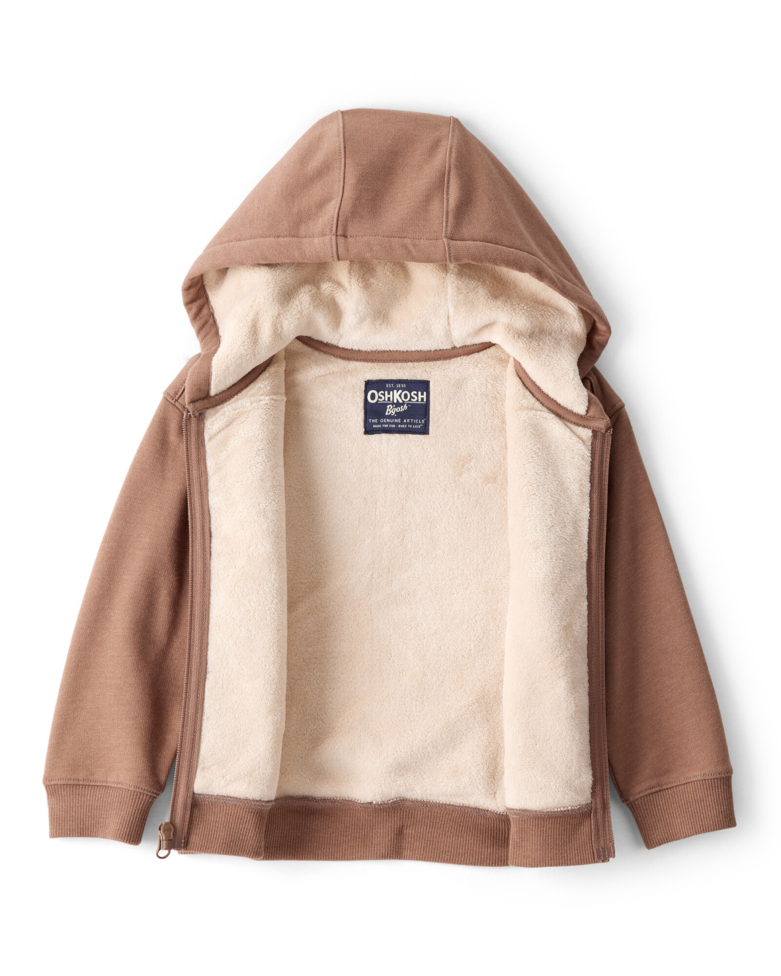 Campera de algodón, con forro polar y logo Sin color