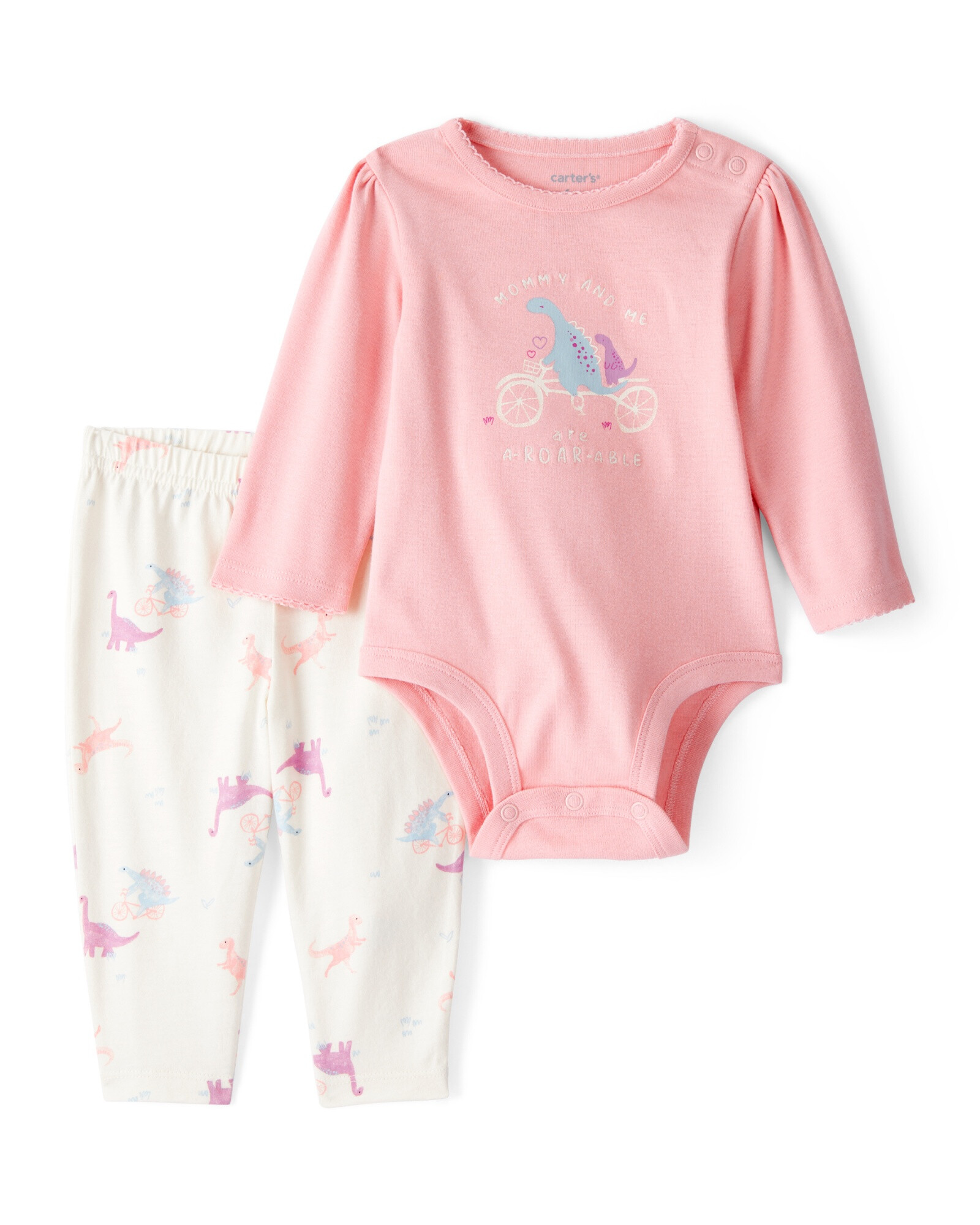 Set dos piezas de algodón, pantalón y body, diseño dinos Set dos piezas de algodón, pantalón y body, diseño dinos