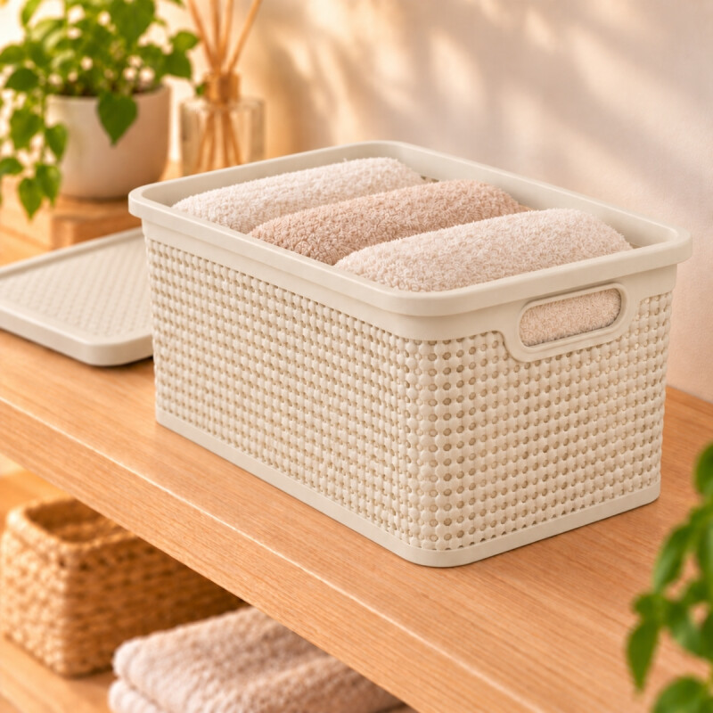 Caja simil ratán 15 lts BEIGE