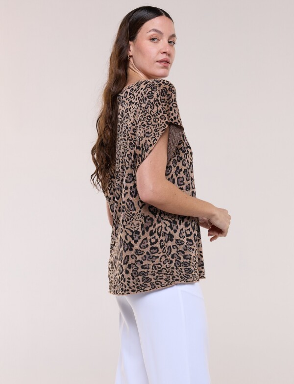 Blusa Animal Print Leopardo Con Lúrex MARRON/MULTI
