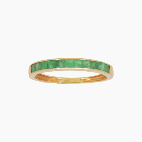 Anillo en oro 18K con esmeraldas diseño medio sin fín Anillo En Oro 18k Con Esmeraldas Diseño Medio Sin Fín