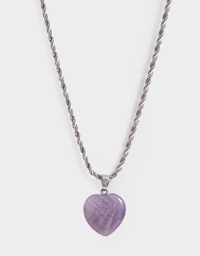 Cadena Corta con Dije Capsula Especial Cadena Corta Con Dije Corazón Piedra - Plateado