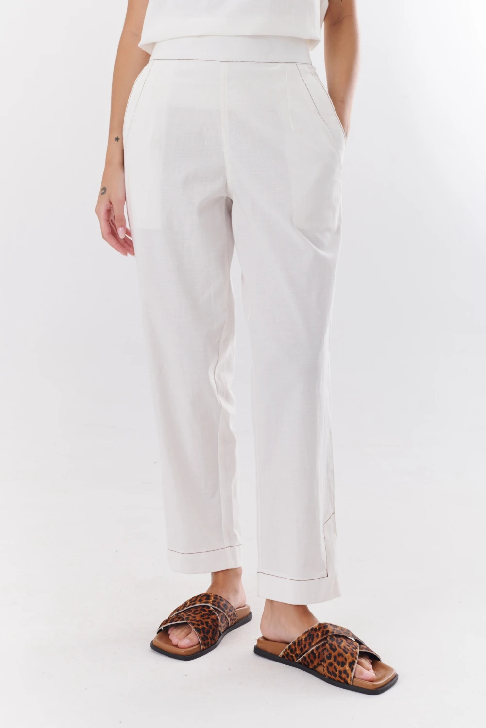 PANTALON LINO STRECH blanco 2