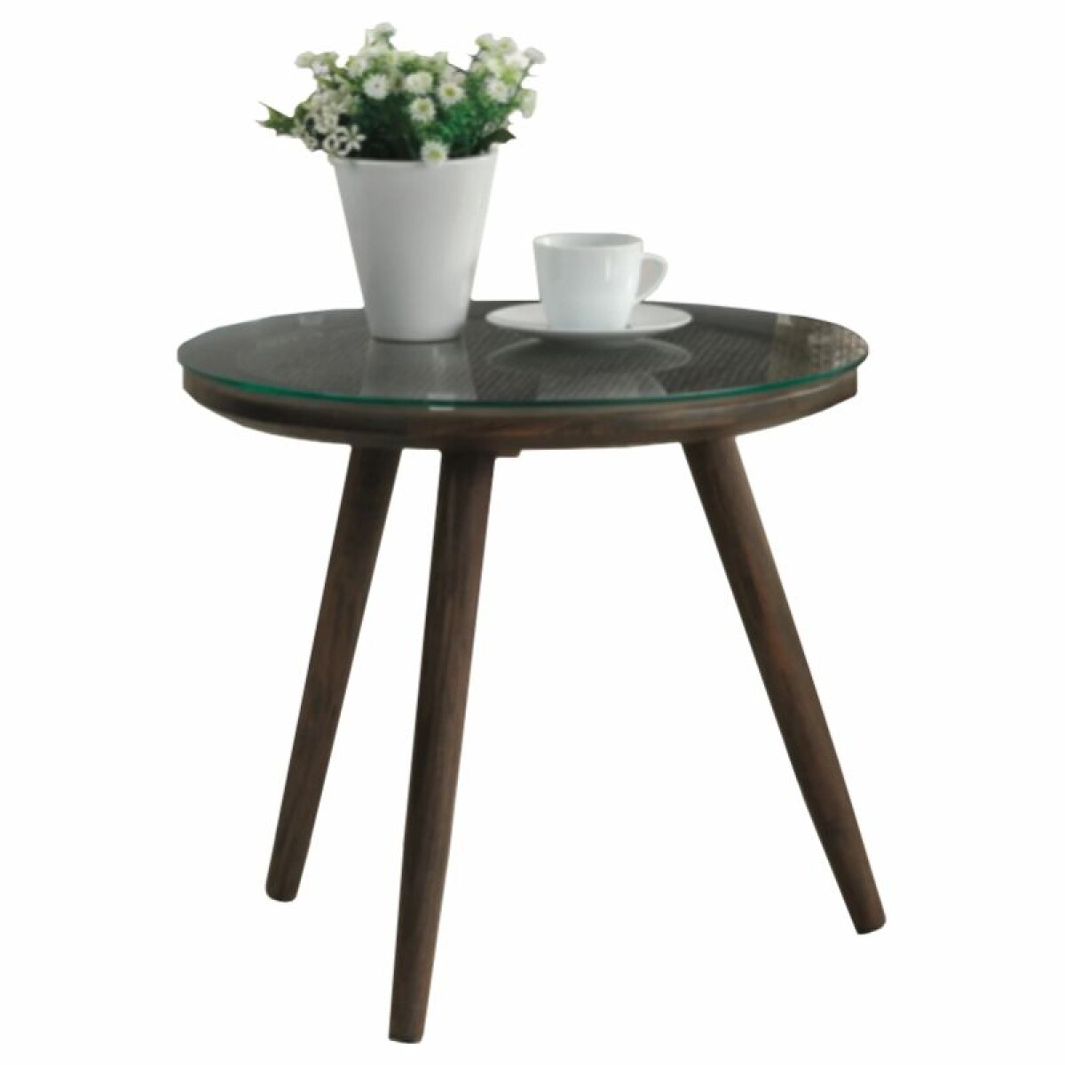 Mesa Lateral Rainbow 1305 de Madera, Rattan y Vidrio 