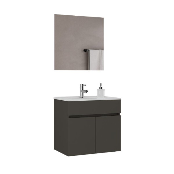 MUEBLE DE BAÑO SUSPENDIDO 60 CM CON MESADA Y ESPEJO - GRAFITO MUEBLE DE BAÑO SUSPENDIDO 60 CM CON MESADA Y ESPEJO - GRAFITO