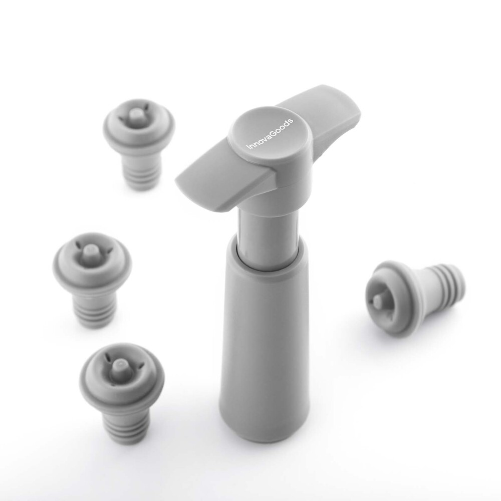 SACA CORCHOS C/4 TAPONES ABS-PP-Y-TPE GRIS V0103805