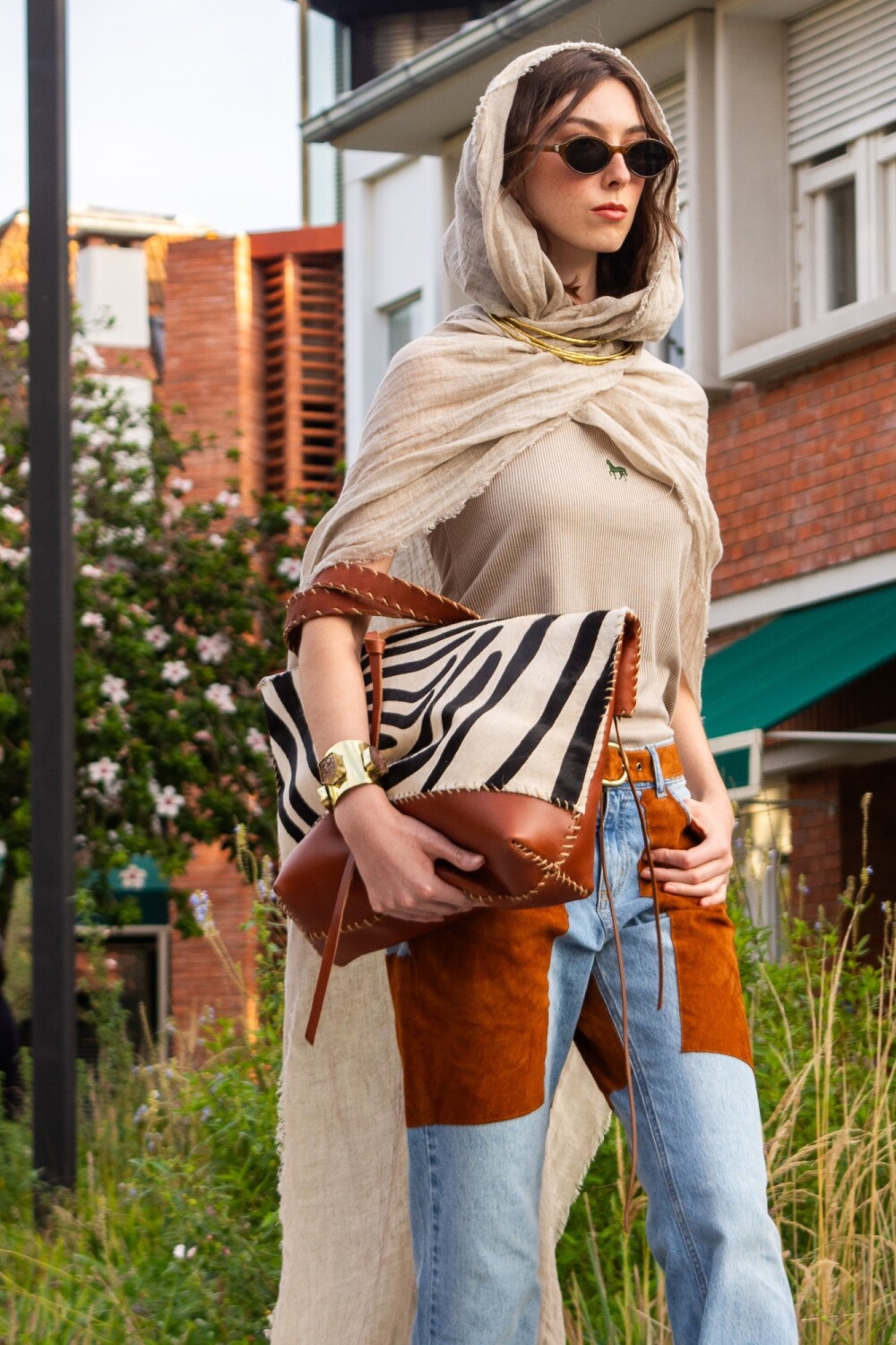 Taba Handbag Print Caramel / Zebra