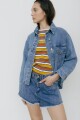 CAMPERA COURO JEAN SIMPLE Azul
