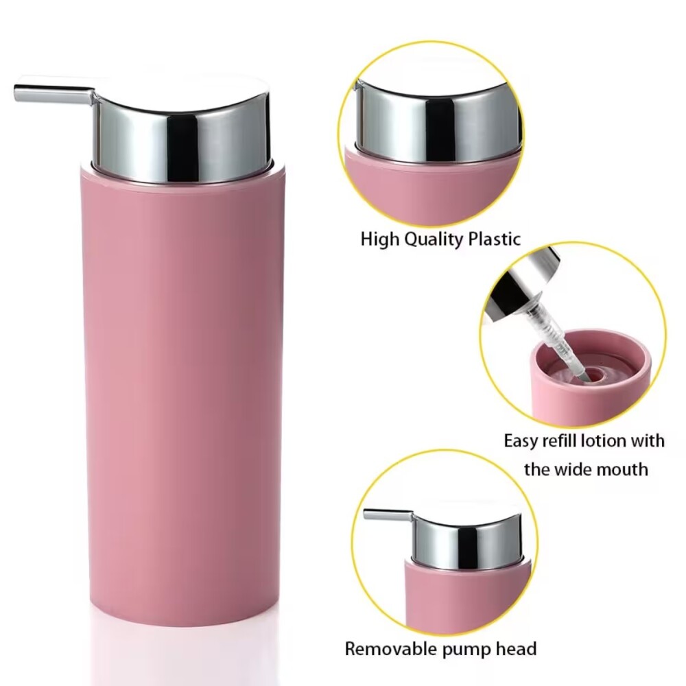 Set de baño 6 pz Rosa y cromo (papelera-dispensadores) Set De Baño 6 Pz Rosa Y Cromo (papelera-dispensadores)