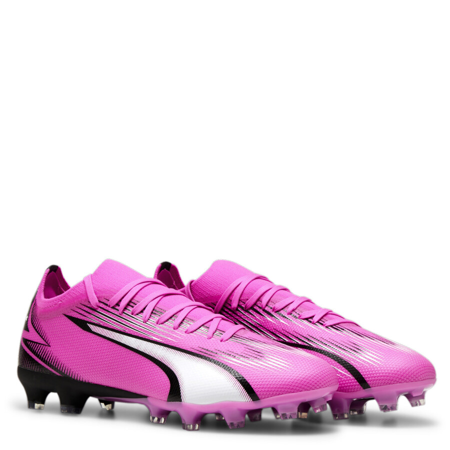 Championes Unisex Puma Fútbol 11 Ultra Match FG/AG Rosado - Negro - Blanco