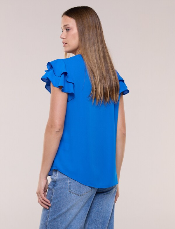 Blusa Gasa Doble Volado En Mangas ROYAL