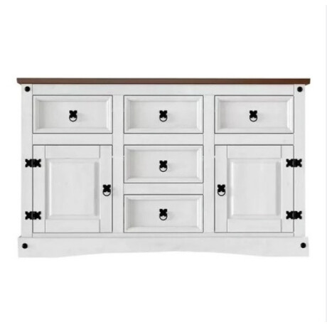 Mueble Estilo Mexicano 2 Puertas 5 Cajones Color BLANCO y CERA NATURAL Mueble Estilo Mexicano 2 Puertas 5 Cajones Color BLANCO y CERA NATURAL