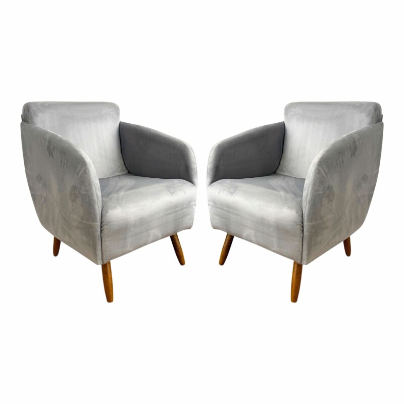 Pack x2 Sillón poltrona 1 cuerpo Lumax Kira nórdico de tela Granito