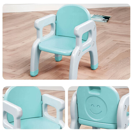 Mesa Escritorio Infantil Set + 2 Sillas Multiuso Celeste