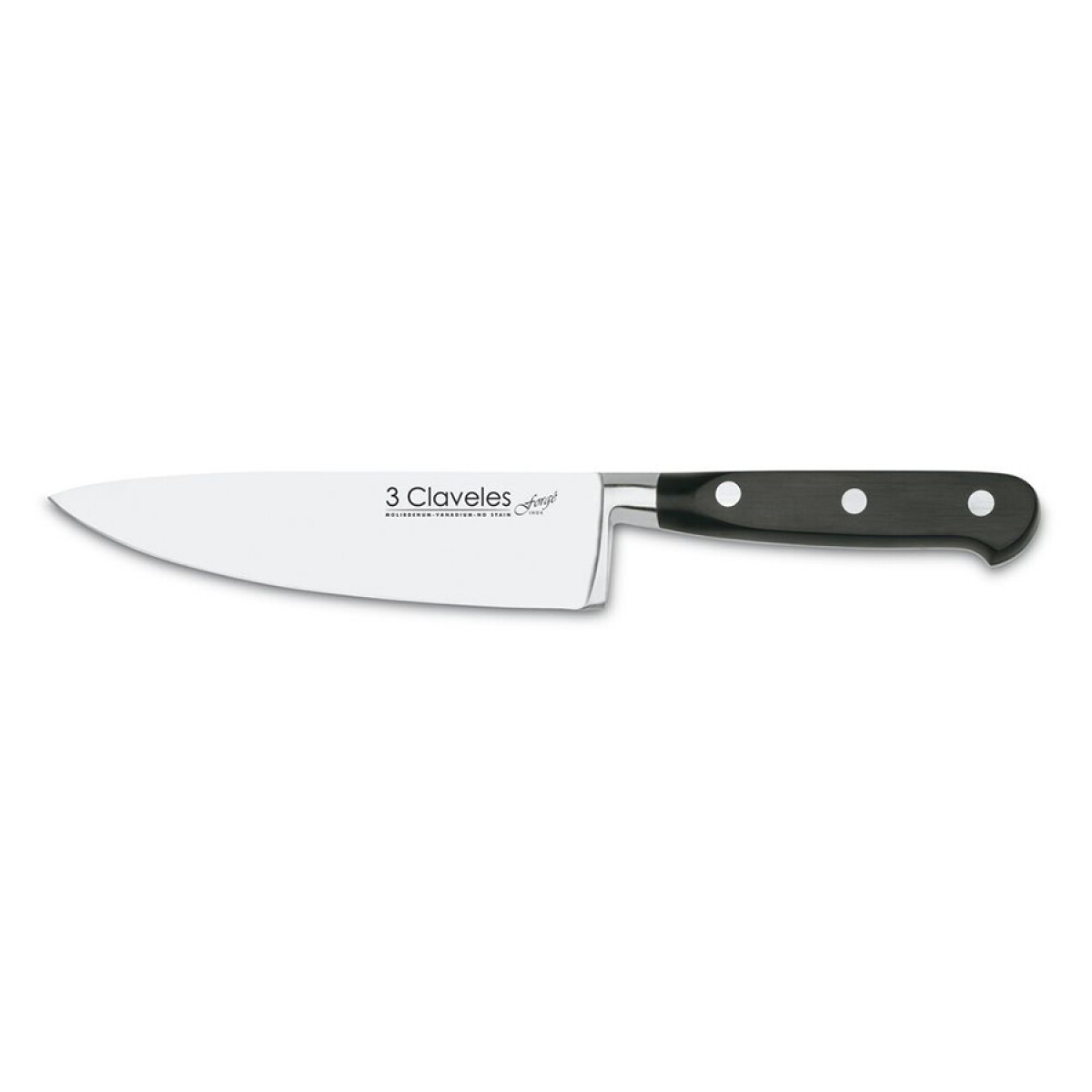 CUCHILLO CHEF 15CM C/ PVC MANGO NEGRO FORGE 3 CLAVELES 