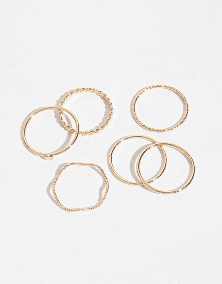 Sets Anillos Metal Anillos Set Metal Delicado - Dorado