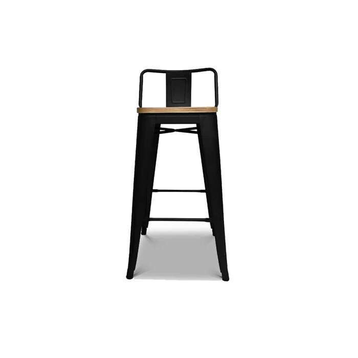 Banqueta Media Tolix Asiento de Madera Black