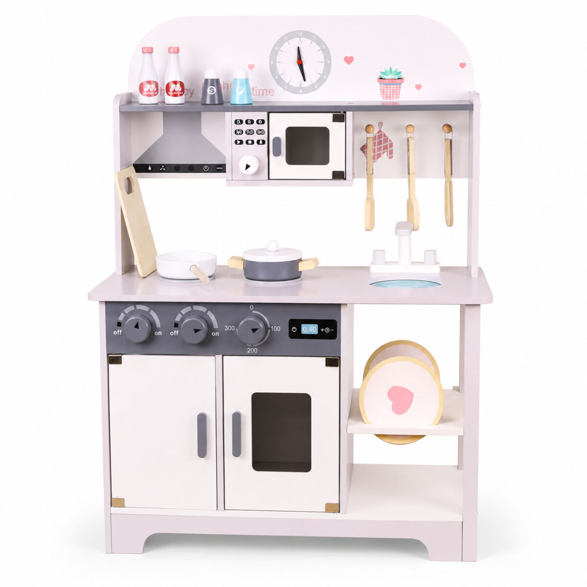 Cocina De Madera Infantil Con Microondas Y Accesorios - Blanco 