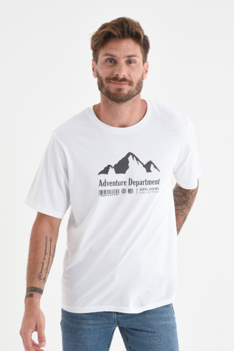 Camiseta manga corta estampada algodón orgánico - Blanco 